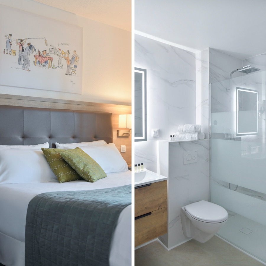 Chambre et salle de bain pour une soirée étape à Marciac